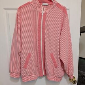 Alfred Dunner Coral and White Striped Jacket
